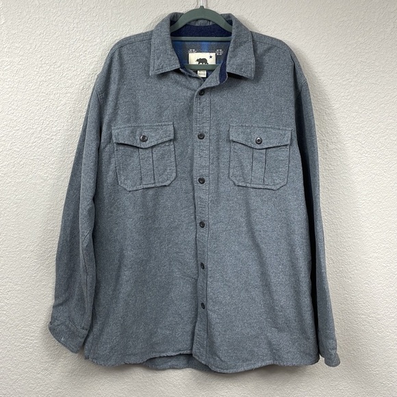 Dakota Grizzly Gray Flannel Shacket Button Front Cotton Gorpcore Camping Sz XL - Picture 1 of 8